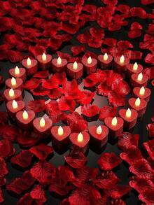 24pcs Heart-Shaped LED Candles, Flameless Petal, Romantic Love LED Tea Lights, Suitable For Romantic Nights, Valentine's Day, Anniversary, Wedding Table Party Decor, Warm Light Heart-Shaped LED Tea Lights, Love LED Candles, Suitable For Valentine's Day, Wedding Table, Party Decor, Valentine's Day Gift, Christmas LED Electronic Candle Lights, Holiday Candles, Christmas Decor - 彩色 - 查看 2