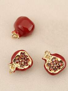 3 件 DIY 石榴石铜镶嵌红色锆石镀 18K 金银首饰吊坠饰品