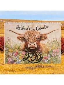 Highland Cow Calendar 2026 - Rustic Farmhouse Wall Art & Monthly Planner, 12 Month Wall Calendar, Scottish Highland Cow 2026 Wall Calendar For Animal Lovers - Ox Calendar - View 3