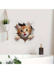 1pc Cute Kitten Decorative Sticker PVC Sticker Removable Self-Adhesive Easy-Tear Sticker Home Decor To Brighten Up Your Life Holiday Decorations Birthday Graduation Gift - Multicolor - View 10