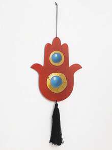 1pc Hamsa Hand Wall Decor, Evil Eye Hanging Ornament, Boho Home Decor For Living Room Bedroom, Spiritual Wall Art, Bohemian Wall Hanging Decoration, Evil Eye Wall Art For Apartment Dorm, Hamsa Hand Decor With Tassel, Protection Symbol Home Decor, Wall Ornament,Suitable For Living Rooms, Bedrooms, Entrances, Corridors, Facades, Holiday Parties, Good Luck Decoration, Witchcraft Themed Atmosphere, Home Decoration