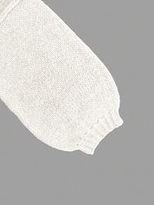 Women's Loose-Fit Plain Sweater, Casual Fall & Winter Knitwear, Lantern Sleeve Design, Moderate Fabric Thickness, Comfortable Daily Wear - White - View 6