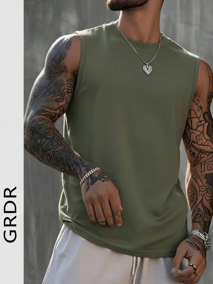 Áo tank top nam GRDR mùa hè không tay cổ tròn kiểu dáng thường ngày