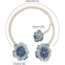 QY- Paquete de 2 hebillas de cortina de flores hechas a mano clips de sujeción para cortina de flores artificiales clips de alzapaños flexibles para cortina decorativos elegantes para sala de estar -6194 - Azul - Ver 2