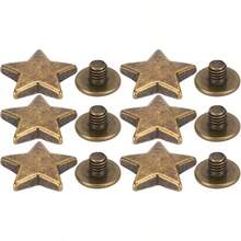 GLOGLOW 50 Juegos de Remaches de Ropa, Remaches de aleación de Zinc anticorrosión de 12 mm en Forma de Estrella, Tornillo Plano, Accesorio de Ropa para Zapatos Bolsos de Cuero, Bronce, a - Bronce - Ver 2