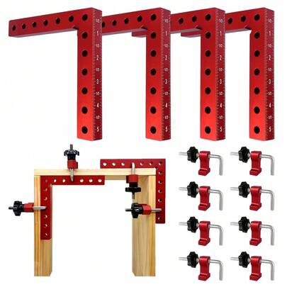 90 Degree Right Angle Clamp, Woodworking Angle Clamp, 5.5 Inches X 5.5 Inches (14 X 14 Cm) Aluminum Alloy Right Angle Square, Woodworking Tool Angle Clamp, Positioning Clamp For Picture Frames, Boxes, Cabinets Or Drawers, Suitable For Woodworking Decoration DIY Hand Enthusiasts Tool Measurement Auxiliary Clamp Men's Gift Dad