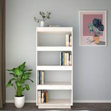 Libreria/divisorio vidaXL, colore bianco, 60x35x135 cm, in pino massello. - Cammello - Visualizzare 3