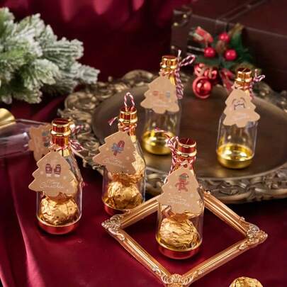 6 piezas Caja de dulces de botella de champán vintage, material de plástico duradero, contenedor de regalo para fiesta de Navidad/vacaciones, caja de almacenamiento de regalo portátil