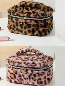1个新款豹纹毛绒长方形拉链化妆包，大容量旅行洗漱收纳包，可收纳护肤品、化妆品、配饰，是节日、生日、送给女性的绝佳礼物，也是圣诞礼物、女士礼品创意、化妆包、旅行必备品。 - 彩色 - 查看 16