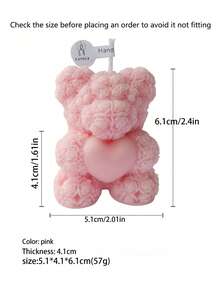 1支玫瑰心形小熊香氛蜡烛，手工创意卧室装饰，送给女孩的理想礼物，浪漫婚礼派对香氛蜡烛 - 彩色 - 查看 11