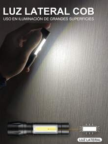 Mini Linterna LED Ultra Brillante, Antorcha Recargable para Camping, Luz de Trabajo Portátil, Foco para Exteriores con Perlas XPE de Alto Brillo, Luz Lateral COB de Alto Brillo, Múltiples Modos de Iluminación, Zoom, Ideal para Exploración, Aire Libre, Camping, etc., Linterna Recargable, Linterna Recargable, Luz Recargable por USB, Linterna LED Recargable por USB, Linterna USB, Linterna Recargable de Alta Potencia, Mini Linterna Recargable, Power Bank, Linterna Potente, Luz de Mano Fuerte. - Negro - Ver 12