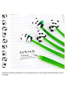 1/2pcs Cute Panda & Bamboo Shaking Ballpoint Pen, Cartoon Panda Soft Gel Shaking Water Pen, Random Style - Multicolor - View 6