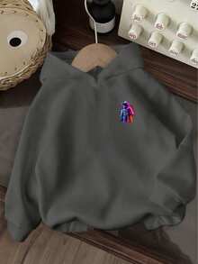 Tween Boy Graphic Print Thermal Lined Sweatshirt, Warm & Comfortable For Autumn/Winter - Dark Grey - View 5