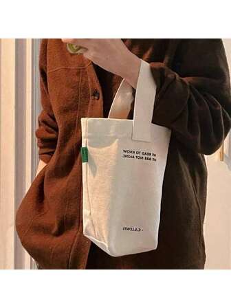 Leinwand Tasche Shopper Handtasche kleine Tasche Eimer Tasche Kosmetiktasche tragbar für Ausflüge und Unterwegs