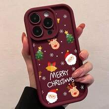 Funda de teléfono con patrón creativo de Papá Noel | Silicona suave y protectora | Compatible con Samsung (series A, S, Note 10/20),  (16, 15, 14, 13, 12 Pro Plus, X, XS Max) Compatible con Huawei, , Redmi, Oppo, Vivo, - Negro - Ver 4
