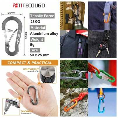 Aluminum Alloy Carabiner Keychain Non Locking Backpack Bottle Camping Tent Accessories