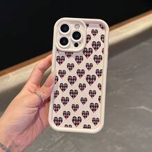 La carcasa del teléfono anti - caída simple y de moda adopta un patrón de corazón y es adecuada para iPhone 17, 16, 15, 14, 13, 12, 11 Pro / air / xR / XS y samsungs25 / S24 / S23 / S22 / Fe / plus, hecha de material tpu, que proporciona protección de amortiguación. Regalos para amigos y San valentín. - Negro - Ver 6