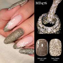 MSRUIOO 8毫升棕色反光闪粉凝胶指甲油，半永久可卸UV LED指甲油 - 彩色 - 查看 8