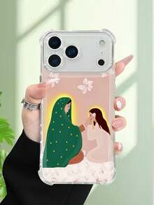 1 pieza Funda de teléfono con diseño artístico de la Virgen y una joven en tonos suaves, estilo religioso y emotivo, funda transparente resistente a golpes, ligera y con corte preciso, compatible con iPhone 17/16/15/14/13/12/11/XS/XR/X/PLUS/PRO/PROMAX, compatible con Galaxy A34/A35/A54/A55, Galaxy S20/S21/S22/S23/S24 Ultra/Plus, compatible con Moto/Galaxy/Redmi/Honor/OPPO, regalo de fiesta - transparente - Ver 5