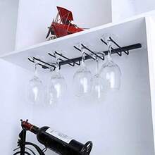 YUnder Cabinet Wine Glass Rack Metal Hanging Wine Glass Holder Stemware Holder Stemware Rack Holds up to 8 Glasses Black Wine Glass Hanger Glass Organizer for Home Bar Kitchen - como en la foto - Ver 6