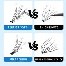 Scala 240pcs 10 Roots/20 Roots Mixed, 0.07mm/0.10 mm Mixed, 8/9/10/11/12mm and Under Eyelashes Mixed C Curl Natural False Eyelash Extension Soft Lashes Individual Eyelashes Mixed Size - inicial - Ver 5