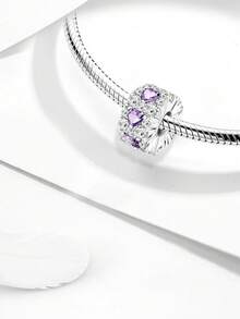 1 Mặt dây chuyền hình trái tim lấp lánh bằng bạc Sterling 925 thời trang phù hợp cho vòng tay, vòng tay nữ, đồ trang sức tự làm và trang phục hàng ngày, trang trí phù hợp cho bé gái khi trở lại trường - Bạc - Xem 7