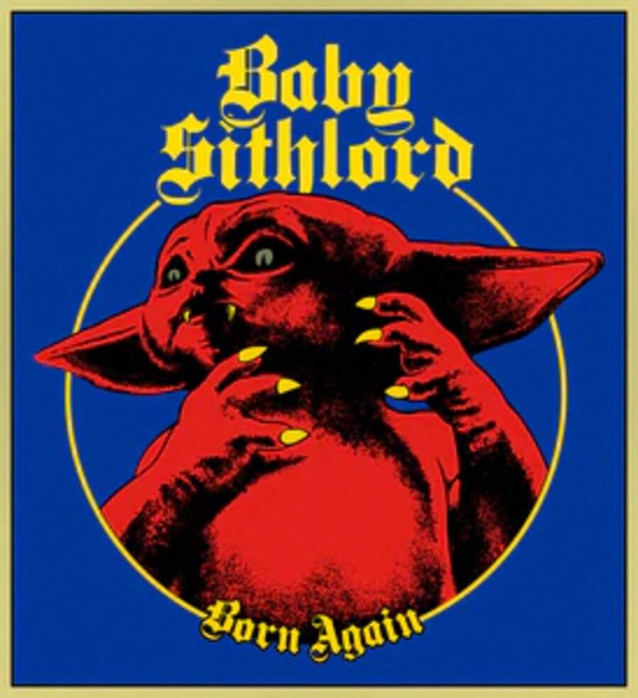 BABY SITHLORD - BLACK  / GROGU (BORN AGAIN BLUE) - HEAVY METAL TURBO TEE!.Printed T-Shirt - Black - View 1
