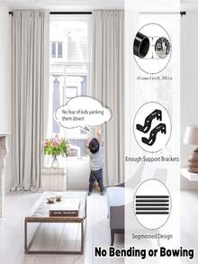 Curtain Rods 32-157Inch, 0.98" Heavy Duty Adjustable Curtain Rod For Windows, Black Extra Long Window Treatment Rod, Modern Design, Easy Installation - Multicolor - View 3