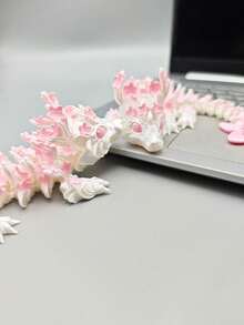 1pc Captivating 3D Printed Cute Chinese Dragon In White And Pink Statue With Joints - Perfect For Home, Office & Car Decor | Ideal Gift For Christmas & More | Plastic, No Batteries Needed (Eye Color May Vary By Batch),3d Figure,Office Decor,3d Printed Animals, - Multicolor - View 5