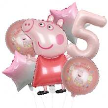 Hasbro 粉色主题数码气球套装 - 冠军小猪铝箔气球，粉色数码气球，生日庆祝气球，粉色卡通人物气球，派对氛围气球，拍照背景气球，房间/教室装饰气球，送给朋友的完美惊喜气球装饰礼物，冠军小猪派对用品 - 彩色 - 查看 15