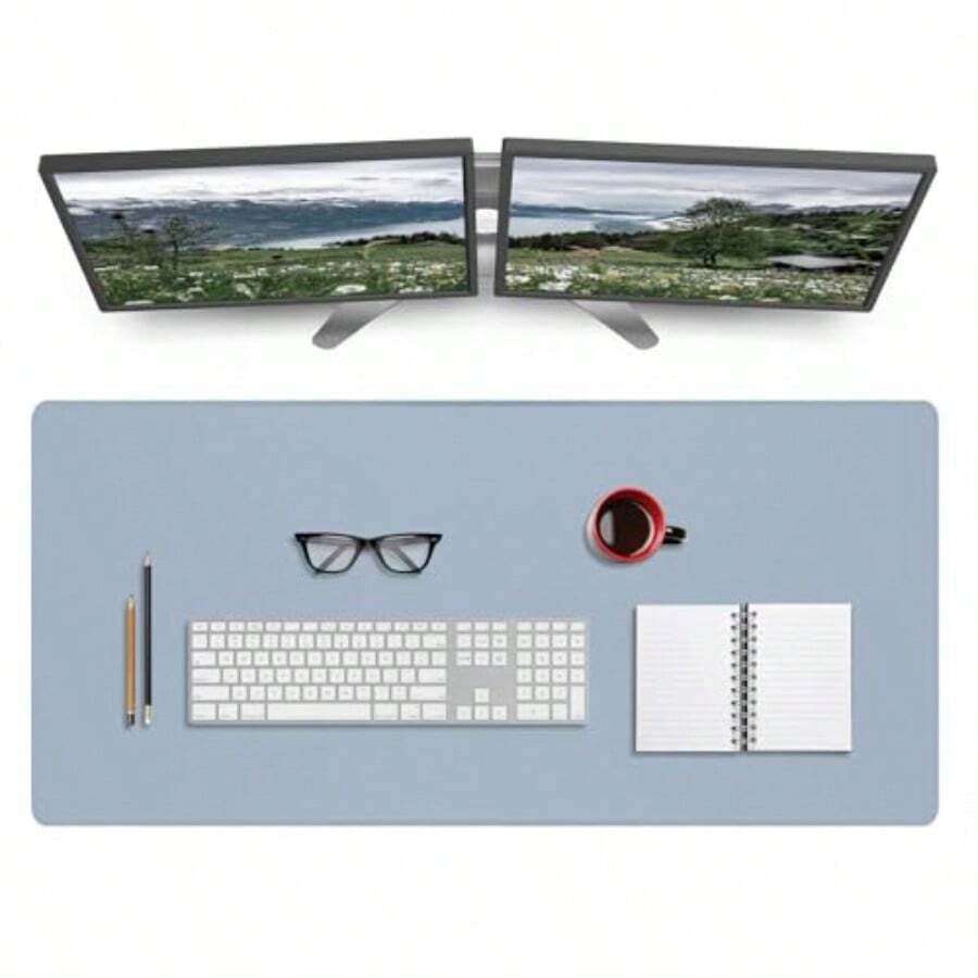 120x60cm PU Leather Desk Protector Mat Extended Large Gaming Keyboard Mouse Pads Writing Mat For Home Office Working Computer Laptop Decor Sky Blue 120x60cm - SkyBlue - View 1