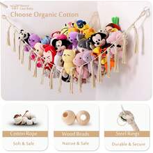 Stuffed Animal Storage Hammock Or Net Corner - Large Toy Hammock Net For Stuffed Animals Room Decor - Cute Stuff Animal Organizer Holder For Plush Plushie - Kids Baby Nursery Wall Bedroom Home Decor1 - 米色 - 查看 2