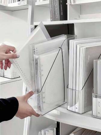 5 st/3 st/2 st/1 st akryl skrivbordsförvaringslåda för böcker/mappar, tidskrifts-/bokhylla, transparent arkivör, kontorsmaterialställ, arkiv-/bokhylla, estetisk designbokhylla, lämplig för sovrum, arbetsrum, klassrum, studenthem, kontor, skolmaterial