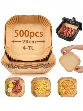 200 Blatt Luftfritteuse Papier, mit ölresistenter und wasserdichter Beschichtung für Luftfritteuse Korb und Schüssel, beschichtet mit 6-Zoll 100/50/25 Papier Luftfritteuse Einsatz, 6-Zoll antihaftbeschichtetes quadratisches Backpapier, essbares Silikonölpapier, Backofen-Grill-Backpapier mit Saugfähigkeit, wiederverwendbares Papier, kompatibel mit den meisten Luftfritteusen, Halloween Geschenke, Weihnachtsgeschenke, Valentinstag Geschenke, ein tolles Küchengeschenk