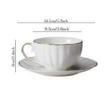 1 pezzo, Caffettiera in ceramica da 31,5 once, 1 tazza 1 piattino, Teiera stile europeo con bordo dorato per il tè del pomeriggio, Caffettiera, Tazza da caffè e piattino, Teiera per tè floreale, Bollitore, Con filtro per tè, Teiera di alta qualità per feste del tè, Adatta per casa, giardino, ristorante e altro, Ottimo regalo - Multicolore - Visualizzare 6