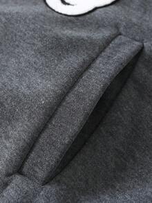 Skeleton Embroidery Baseball Jacket Men, Vintage Streetwear Loose Fit Dark Style Niche Design Coat - Dark Grey - View 6