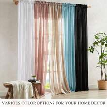 Elegant Blue Sheer Curtains 84 Inches Long For Bedroom Living Room Cotton Linen Textured Rod Pocket Crinkle Sheer Curtains Light Filtering Rustic Voile Window Drapes W52 X L84 In 2 Panels - Blue - View 7