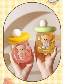 Butterbear Ball Glass Tumbler Yellow 400ML, Adorable Butterbear Print, Glass Material Leak-Proof When Inverted High-Temp Decal Colorfast, Perfect For Daily Use Outdoor Afternoon Tea, Ideal For Butterbear Fans Cartoon Lovers Drink Enthusiasts, Lovely Gift For Lover - [Holiday Bear]Butter Bear Ball Glass Cup - View 7