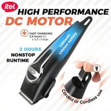 itel IHC-38 Multi-Function Rechargeable Hair Clipper,7000 RPM Powerful Motor,Premium Metal Body Design,Smart Digital Display,Precise Blades For Sharp Cut - Black - View 4