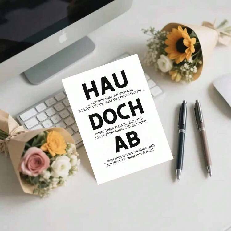 1pc Sincere "German Workplace Farewell" Card With Envelope "HAU DOCH AB" Message Design, Clean Style & Grateful Tone, Great For Colleagues, Ideal For Team Member Departure, Workplace Farewell Card|Team Appreciation Card|Paper Card - Multicolor - View 11