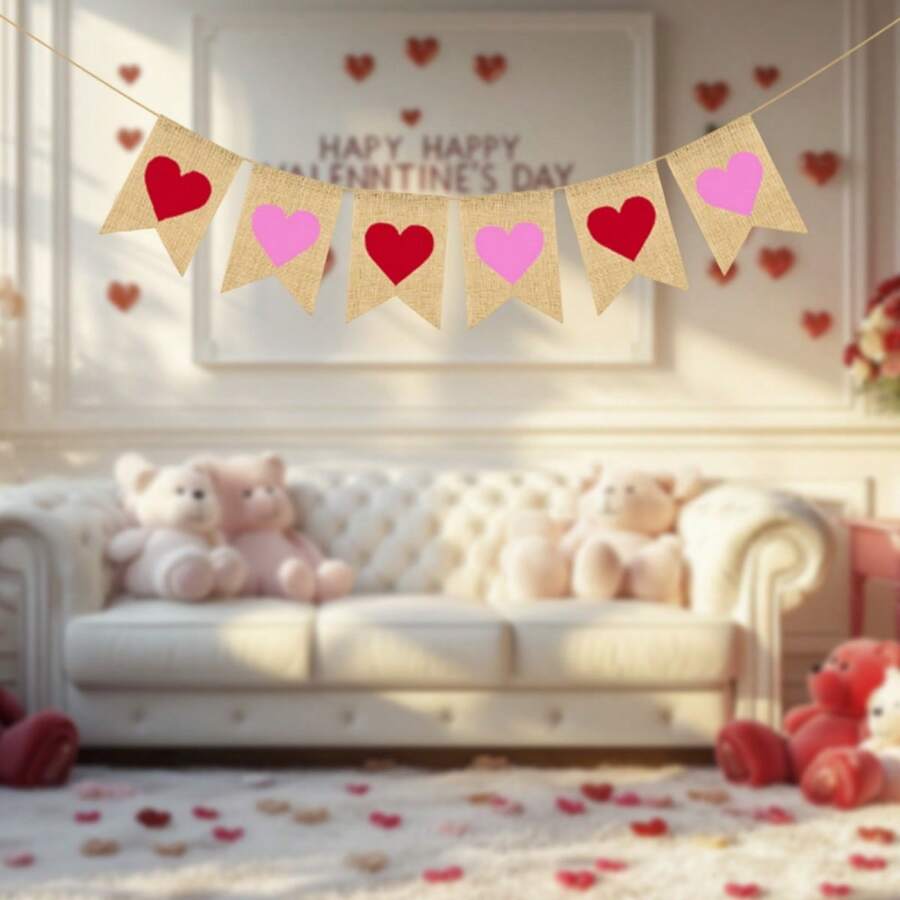 Galentines Banner Garland Creative Heart Letters Hanging Decorations For Celebration Party - Red - View 1