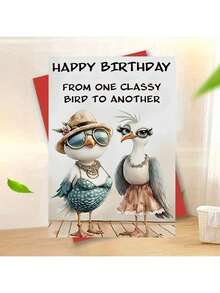 1pc Unique Bird Birthday Card, With "HAPPY BIRTHDAY FROM ONE CLASSY BIRD TO ANOTHER", Two Stylish Bird Designs, Suitable For Expressing Friendship Birthday Gifts, High-Quality Greeting Cards With Envelopes - Multicolor - View 10