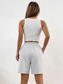 1pc Loose Casual Versatile Commute Outdoor Sports Shorts For Teenage Girls & Youth - Grey - View 2