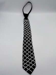 DEKUNER 1 pieza Corbata unisex negra con decoración hueca de perlas falsas, accesorio de moda adecuado para ocasiones formales, de negocios y elegantes - Negro - Ver 4