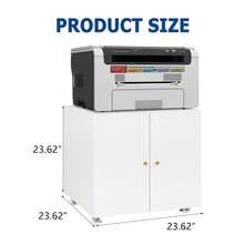 Archivadores con ruedas de 60 x 60 x 60 cm. Soporte metálico para impresora con ruedas para fotocopiadora, computadora y fax. Archivadores de dos cajones para casa, oficina, apartamento o dormitorio - Blanco - Ver 2