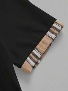 Manfinity BRENVOR Men Contrast Plaid Collar Polo Shirt - Negro - Ver 4