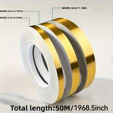 1 Peça 50m/Rolo Adesivo Autocolante Impermeável para Piso/Parede - Acabamento Metálico Multicolorido, Fita Vedante para Juntas de Azulejos, Para Decoração Doméstica, Parede/Armário/Banheiro/Piso/Azulejo/Carro/Embelezamento de Arte Gráfica - Adesivos Decorativos Listrados