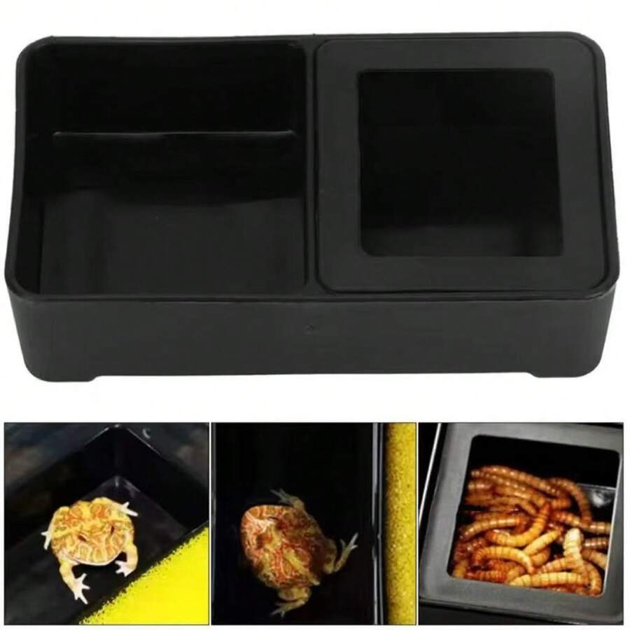 2-In-1 Anti-Escape Food & Water Feeder, Spider Lizard Insect Reptile Breeding Supplies, Plastic Reptile Feeding Bowl, Dual Compartment Structure - Feeding Bowl - View 1