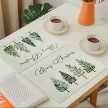 4/6 piezas, Mantel individual con estampado de árbol de Navidad de moda, Manteles individuales, Tamaño de 12 * 18 pulgadas/30 * 45 cm, Decoración del hogar, Adecuado para mesas de comedor - Multicolor - Ver 4