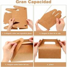 YQQ 30 Pack Cajas de Cartón Kraft para Lonche con Asa Cajas de Dulces para Fiesta 16x9x8.2 cm Fondo Resistente para Postres Galletas Snacks Ideal para Picnics Bodas Cumpleaños y Eventos5735 - Marrón30 - Ver 8